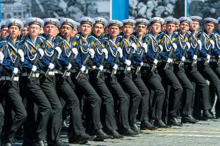 MOSCOW - MAY 7: Military participate at last rehearsal of the parade dedicated to the 70th anniversary of the victory in the Second World War in Red Square on May 7, 2015 in Moscowのeditorial素材