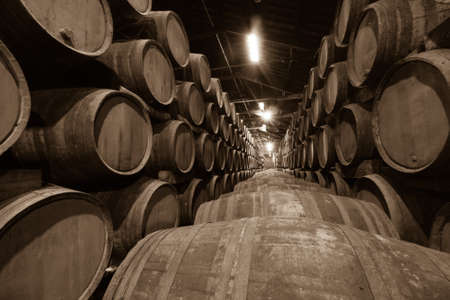 Barrels in the wine cellar, Porto, Portugal