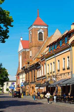 KAUNAS, LITHUANIA - JUNE, 01: People walk on a pedestrian street on June 01, 2015 in Kaunas, Lithuania.のeditorial素材