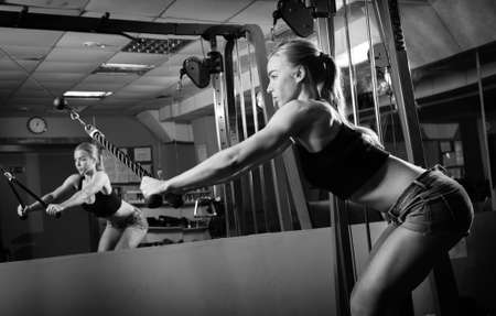 Young muscular woman doing workout at the gym