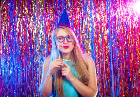 Young nice girl have fun on a partyの写真素材