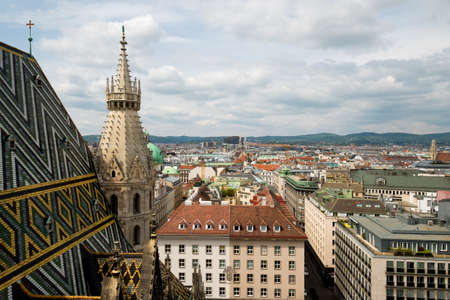 Vienna, Austria aerial landscape from St Stephens Cathedralの写真素材