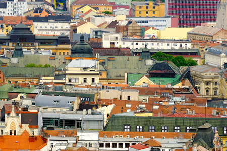 Brno day time old city aerial landscape from Spilberk Castleの写真素材