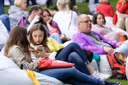 Moscow, Russia - June 4: Audience relax at International Jazz Festival Usadba Jazz in Archangelskoye...