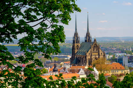Brno, Czech Republic - April 29, 2016: Cathedral of Saints Peter and Paul at sunny day view from Spilberk castleのeditorial素材