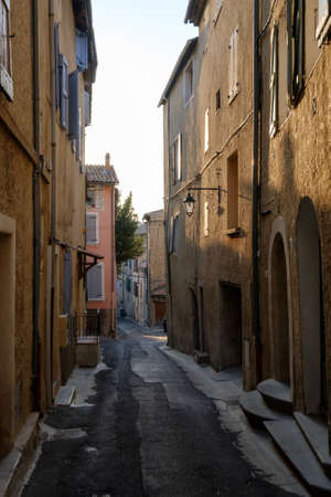 Narrow street in old city centre in Franceの写真素材