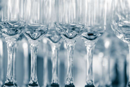 Empty wine glasses in a barの写真素材