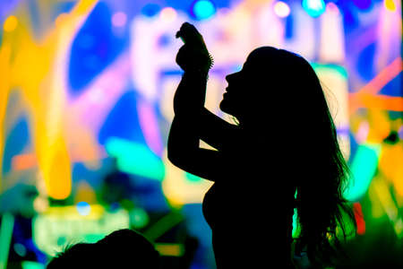 Fans cheering at open-air live concert. Image not in focus