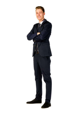 Young businessman full length portrait isolatedの写真素材