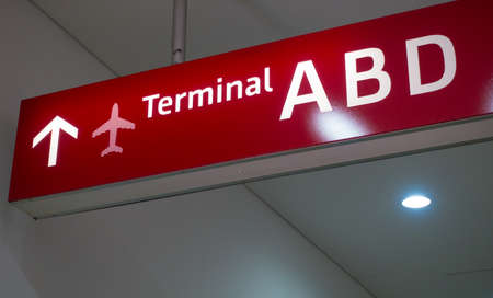 Pointer at the airport terminalの写真素材