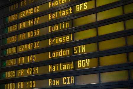 Timetable digital board at the airportの写真素材