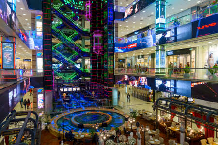 Moscow, Russia - September 19: Interior of luxury Evropejskij mall in the city centreのeditorial素材