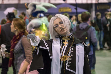 Moscow, Russia - November 19, 2016: People attend the Gamefilmexpo festival dedicated to video games, TV series and comics, anime, manga, cosplay.のeditorial素材