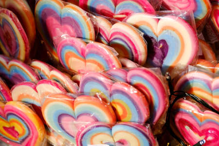 Lollipops in the shop at Christmas marketの写真素材