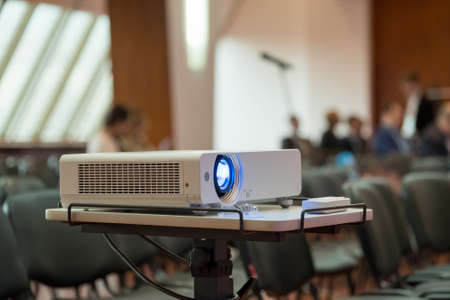 Projector demonstrates the presentation at the conferenceの写真素材