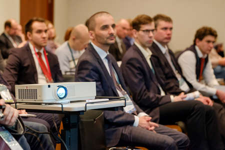 Moscow, Russia - March 3, 2017: People attend business conference in congress hallのeditorial素材