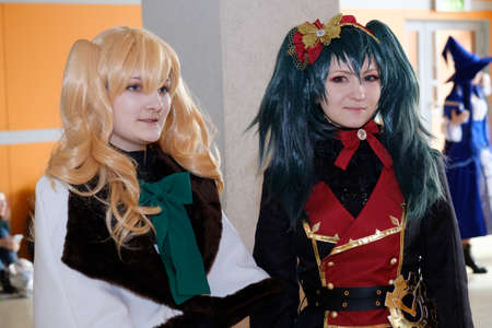 Moscow, Russia - April 23, 2017: People attend the Hinode Power Japan festival dedicated to Japanese culture, video games, comics, anime, manga, cosplayのeditorial素材