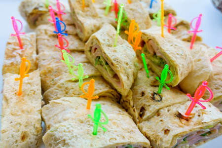 Canape on the table macroの写真素材