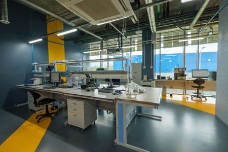 Moscow, Russia - June 6, 2017: Interior a new laboratory for the study of shale oil fields at Startup Village at Skolkovo Innovation Centreのeditorial素材