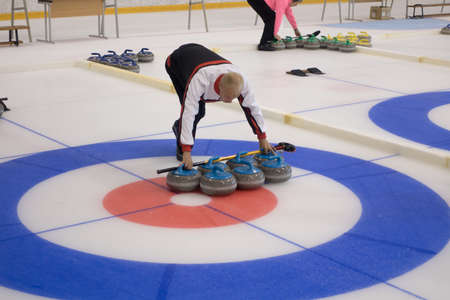 Svetlogorsk, Russia - August 5, 2017: Team members play in curling during IX international Medexpert...