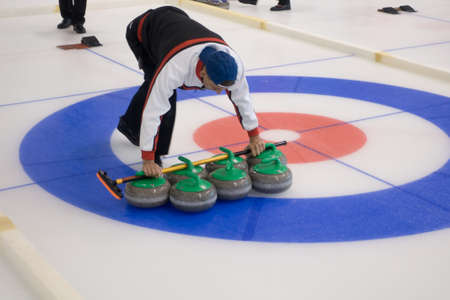 Svetlogorsk, Russia - August 5, 2017: Team members play in curling during IX international Medexpert Curling Cupのeditorial素材