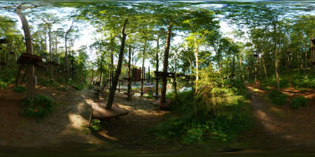 Rope climbing park in the wood 360 VR panorama