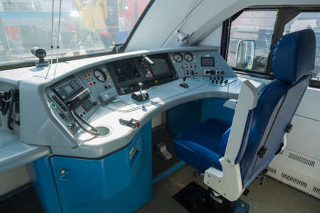 Interior of a train driver cabの写真素材