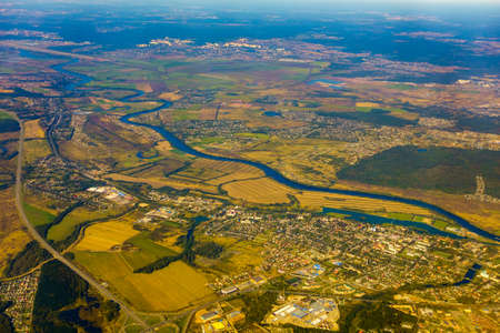 Farmland aerial view at fallの写真素材