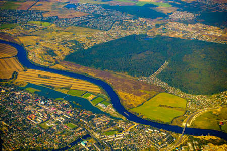 Farmland aerial view at fallの写真素材