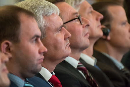 Moscow, Russia - August 31, 2017: Audience listen to the lecture at the conference hallのeditorial素材