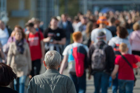 Crowd of people on the street. No recognizable facesの写真素材