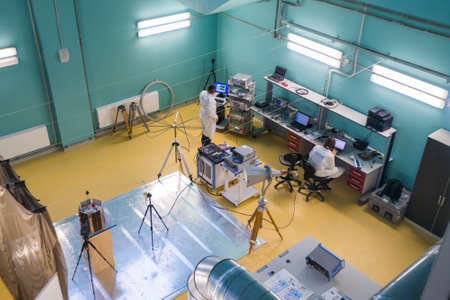 Skolokovo, Russia - October 16, 2017: Modern industrial workplace interior in Skolkovo Technoparkのeditorial素材