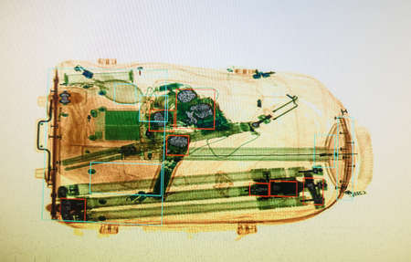 Real X-ray image of the suitcase at the airport security serviceの写真素材