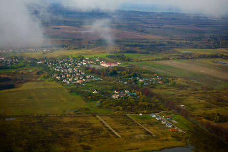 Farmland aerial view at fallの写真素材