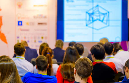 People attend business conference in the congress hallの写真素材