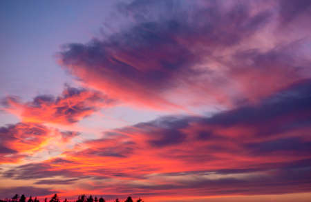 Pink clouds at the sunsetの写真素材