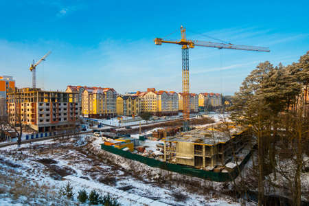 Construction site in the city aerial viewの写真素材