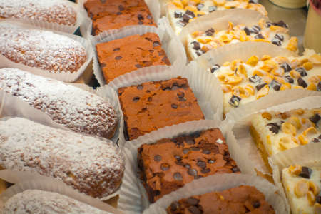 Fresh pastries for sale in a bakery