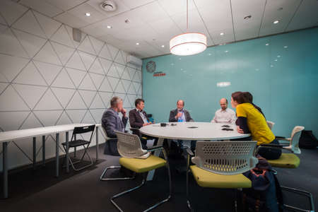 Moscow, Russia - February 11, 2018: Business people at a meeting at Winter Bicycle Congressのeditorial素材