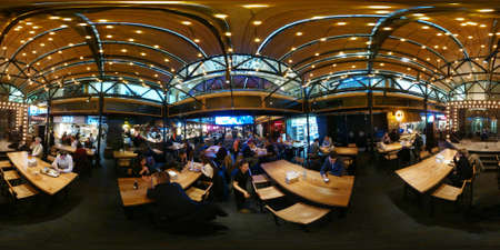 Moscow, Russia - April 24, 2018: People visit food court at Central marketのeditorial素材