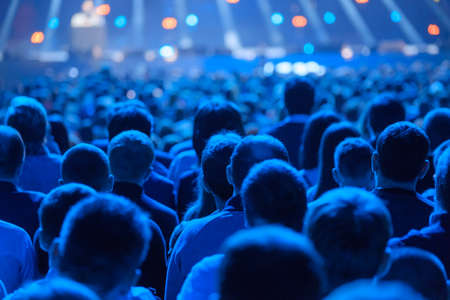 Audience listens to the lecturer at the conference hallの写真素材