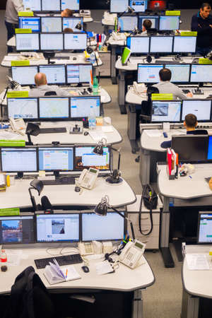 Moscow, Russia - February 9, 2018: Operators work in road traffic control centerのeditorial素材