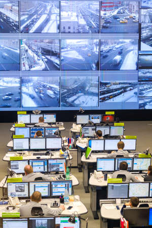 Moscow, Russia - February 9, 2018: Operators work in road traffic control center