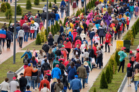 Kaliningrad - Russia, May 25, 2018: Football fans attend stadion Kaliningrad before match between Spain and Maroccoのeditorial素材