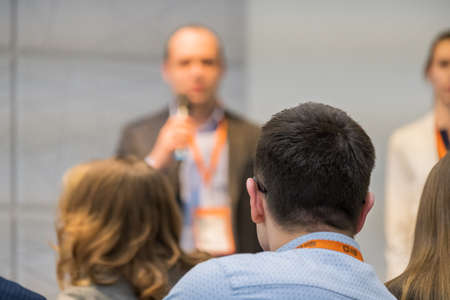 People attend business conference in the congress hallの写真素材