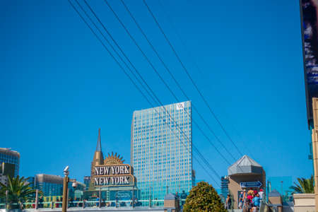 Las Vegas, USA - September 10, 2018: Las Vegas landmarks at sunny day time