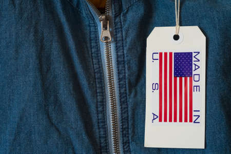 Made in USA paper label macro
