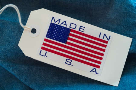 Made in USA paper label macroの写真素材