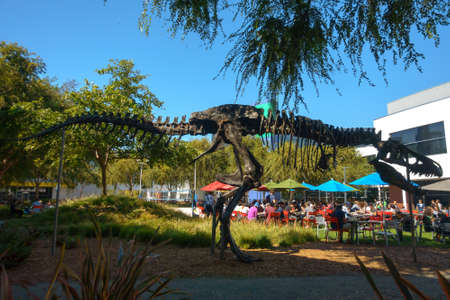Mountain View, USA - September 25, 2018: Employees working outdoors at Googleplex headquarters main officeのeditorial素材