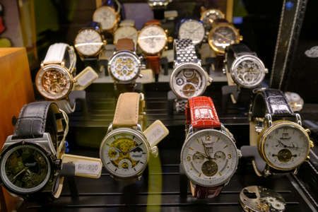 Zurich, Switzerland - July 19, 2018: Swiss watches for sale in the shop window